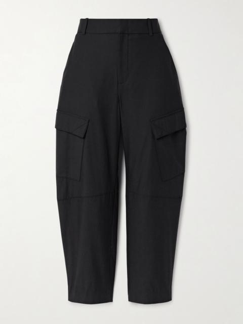 Another Tomorrow Lyocell and cotton-blend twill barrel-leg cargo pants Black