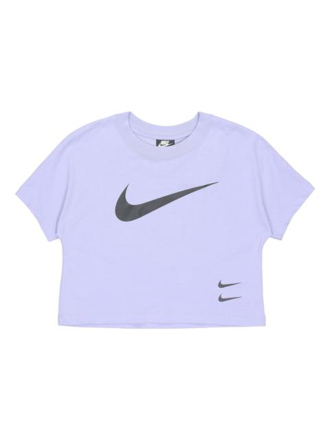 Nike (WMNS) Nike SPORTSWEAR SWOOSH Logo Short Sleeve 'Purple' CJ3765-569