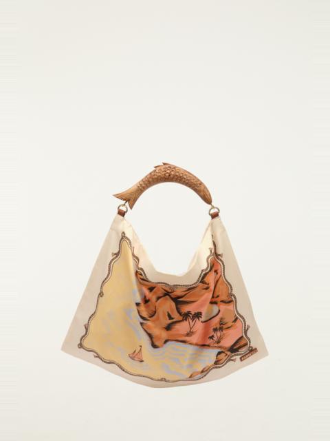 FARM RIO Off-White Landscape Satin Small Scarf Bag
