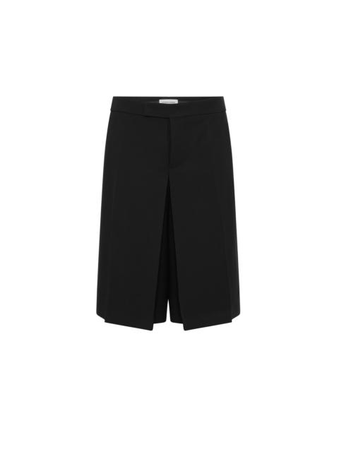 Marine Serre Tailored wool serge bermuda with pleats