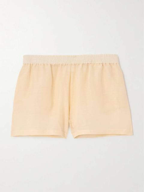 Silk and linen-blend shorts