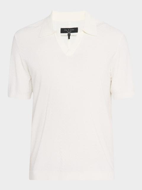 rag & bone Men's Zuma Toweling Herringbone Johnny Collar Polo Sweater
