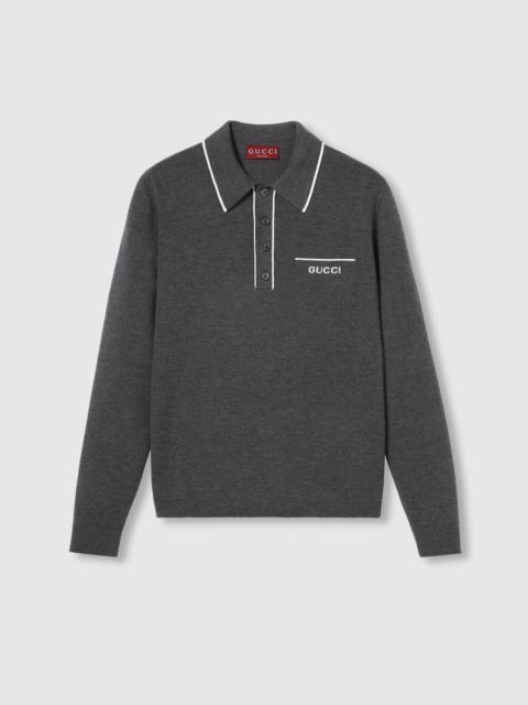 GUCCI Knit wool long sleeve polo top