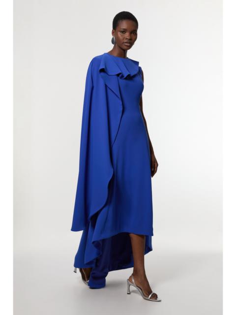KAREN MILLEN Soft Tailored Colour Block Cape Detail Full Skirted Maxi Dress