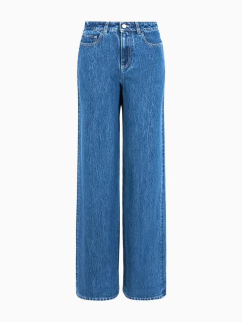 EMPORIO ARMANI J8B MID-RISE JEANS WITH AN EXTRA WIDE LEG IN LUREX DENIM