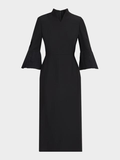 Valentino Embellished High-Collar Midi Dress