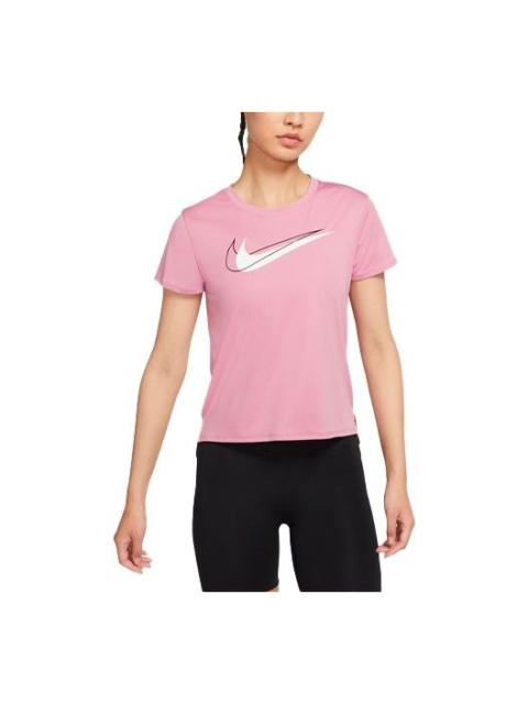 Nike (WMNS) Nike Dri-FIT Swoosh Run Logo Printing Round-neck Pink DD4899-630