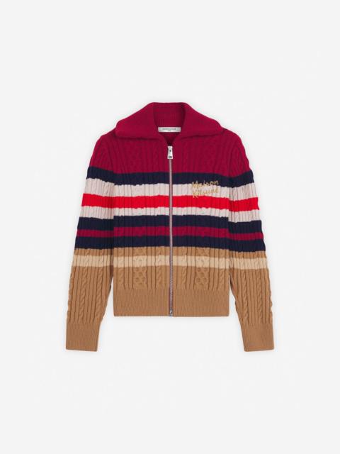 Maison Kitsuné STRIPED CABLE ZIPPED CARDIGAN