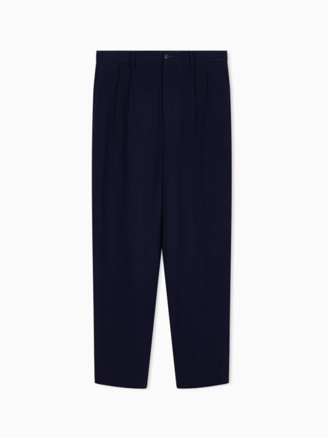 GIORGIO ARMANI TWO-PLEAT PANTS IN VELVET-EFFECT VIRGIN WOOL AND VISCOSE
