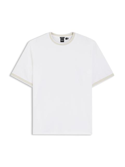 BOSS STRIPE-TRIM T-SHIRT IN MERCERISED COTTON