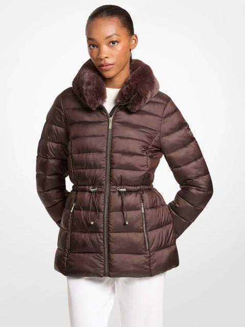 MICHAEL KORS Faux Fur Quilted Puffer Jacket