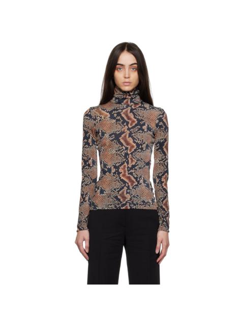 ATLEIN Black Snake Print Turtleneck