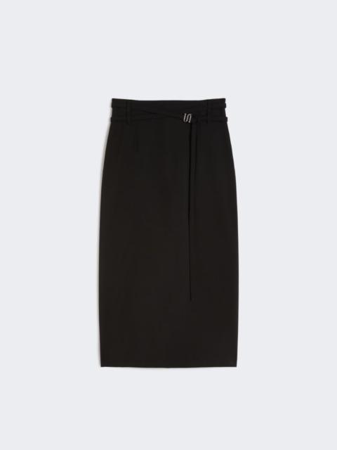 Long wool skirt with belt - black