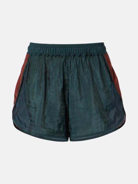 SAINT LAURENT Colorblocked taffeta shorts