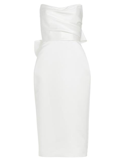 AMSALE Women's Duchess Satin Bow-Back Midi-Dress - Ivory
