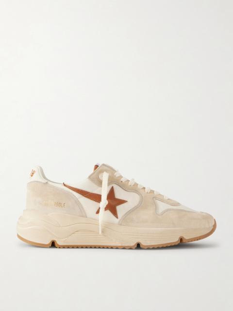 Golden Goose Running Sole Leather-Trimmed Suede and Shell Sneakers