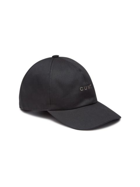 text-embroidered baseball cap