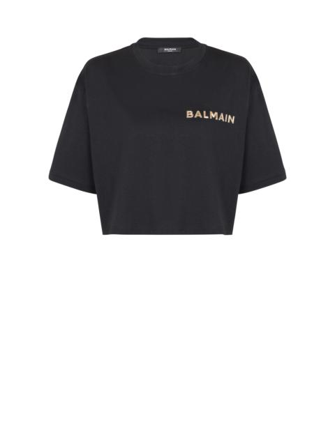 T-shirt with laminated Balmain logo