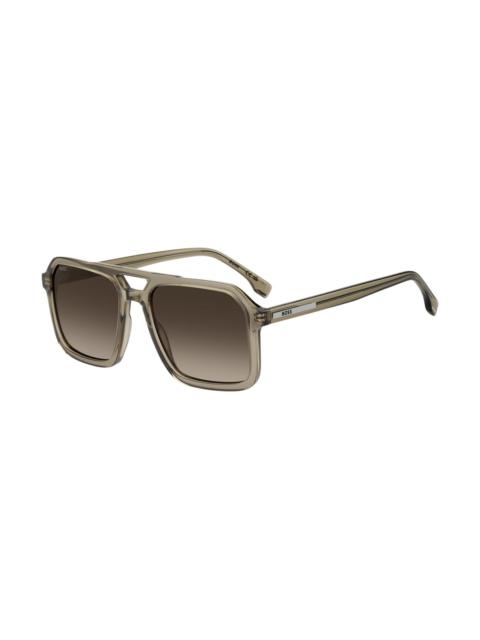 BOSS TRANSPARENT-BROWN SUNGLASSES WITH LOGO TRIM
