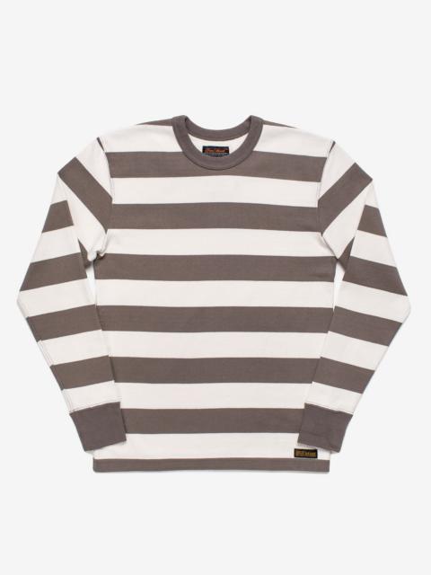 Iron Heart IHTB-01-GRY-WHT 11oz Cotton Knit Long-Sleeved Sweater - Grey/White