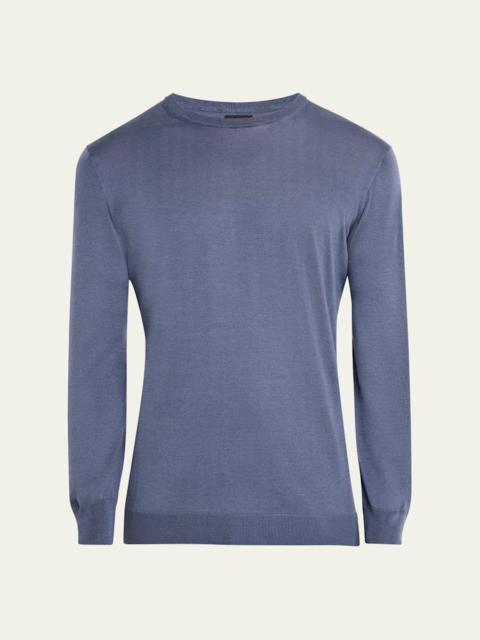 GIORGIO ARMANI Men's Cotton and Silk Crewneck Sweater