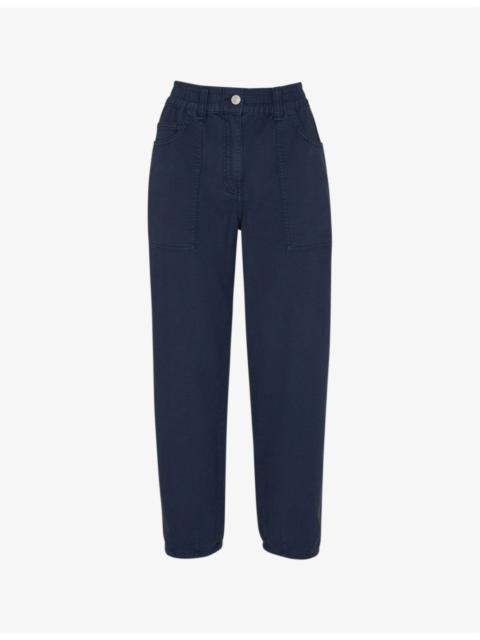 WHISTLES Tessa Cropped Mid-Rise Cotton Trousers