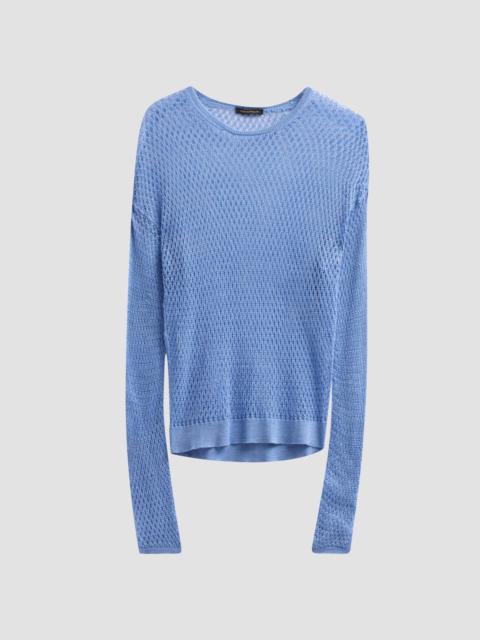 KIKI DE MONTPARNASSE Women's Silk Crochet Long-Sleeve Top - Bleu Barbeau
