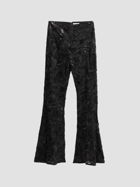 AKNVAS Women's Lennon Sequin Embroidered Lace Flared Pants - Black