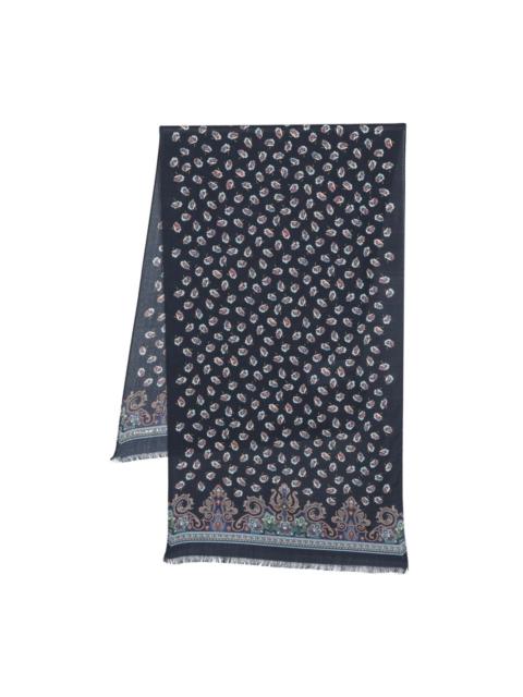 patterned floral-print frayed-hem scarf