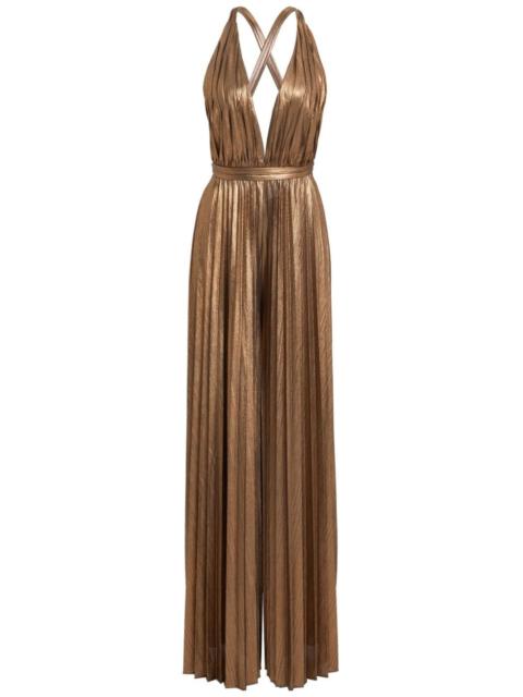 RETROFÊTE Graciane pleated plunge jumpsuit