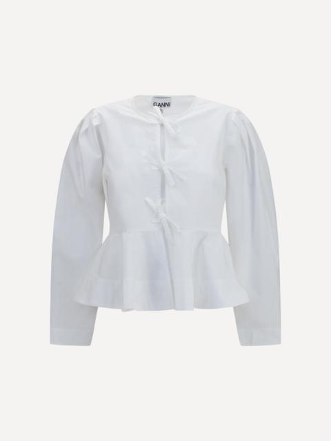 GANNI Cotton poplin Blouse with bows