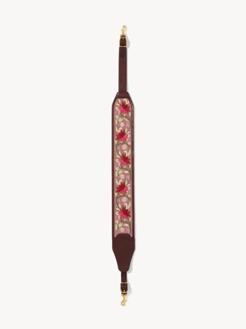 Chloé GRAINED LEATHER STRAP WITH FLORAL EMBROIDERY