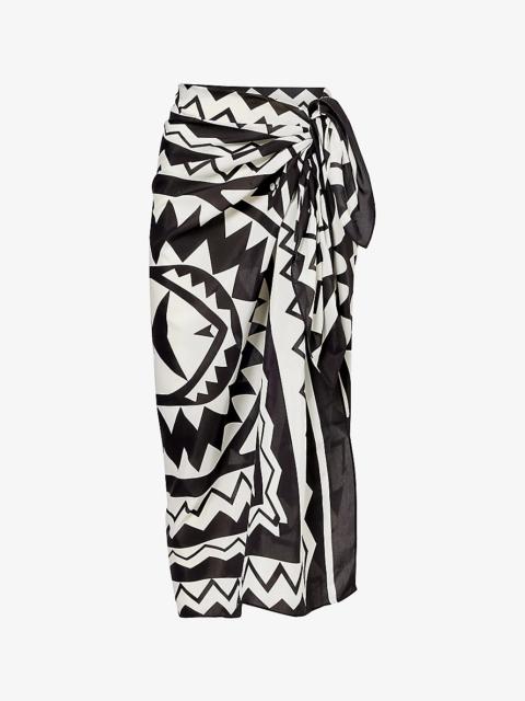 ERES Magique geometric-pattern cotton and silk-blend sarong