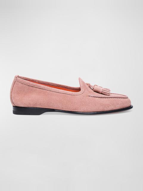 Santoni Andrea Tassel Tassel Suede Loafers