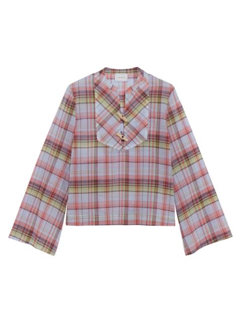 Longchamp Shirt Sky Blue - Plaid cotton voile