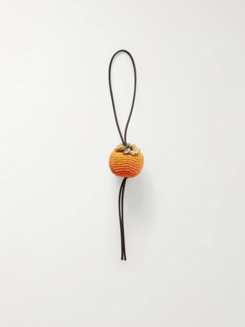 JW Anderson Persimmon Crocheted Cotton and Leather Bag Charm Orange