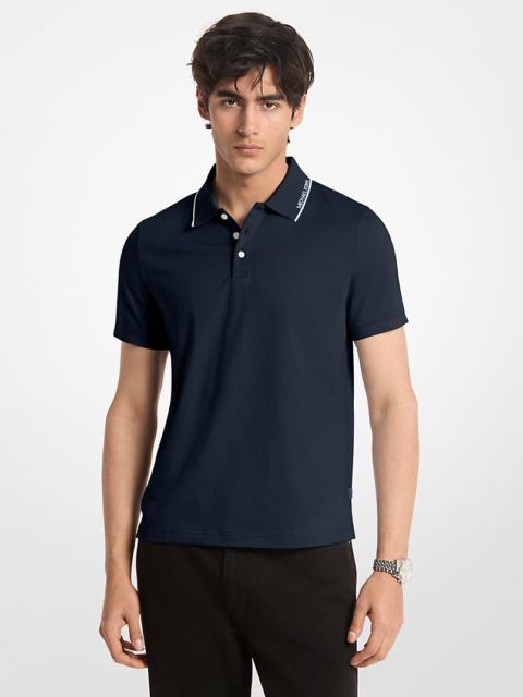 MICHAEL KORS Logo Trim Cotton Jersey Polo Shirt