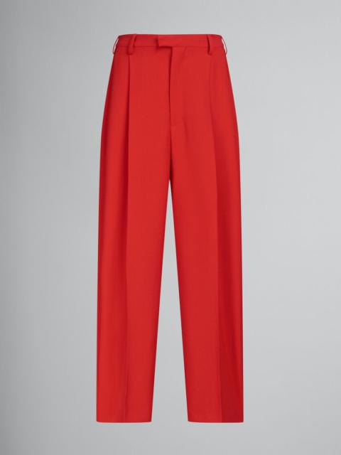 RED TROPICAL WOOL TAILORED TROUSERS