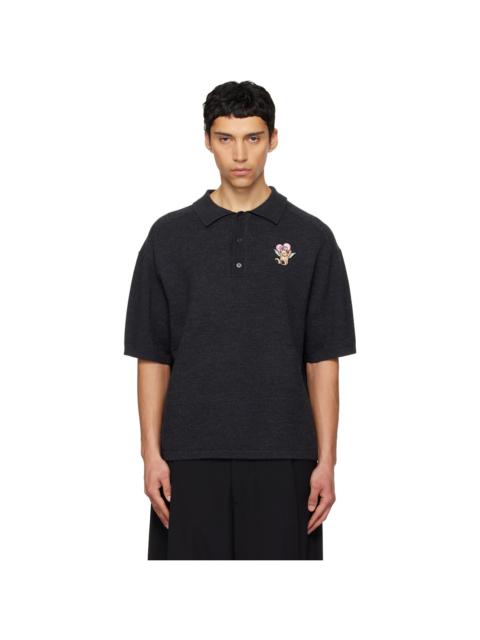 We11done Gray Patch Detailed Knit Polo