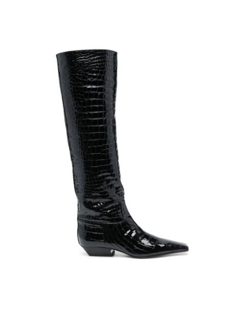 KHAITE The Marfa crocodile-effect leather boots