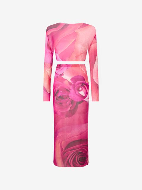 Roberto Cavalli Rose Print Top And Skirt Set