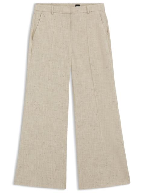 BOSS CROPPED FLARED-FIT PANTS IN A SLUB WEAVE
