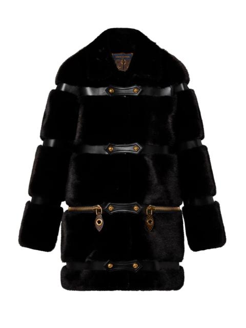 Leather Strip Black Mink Coat