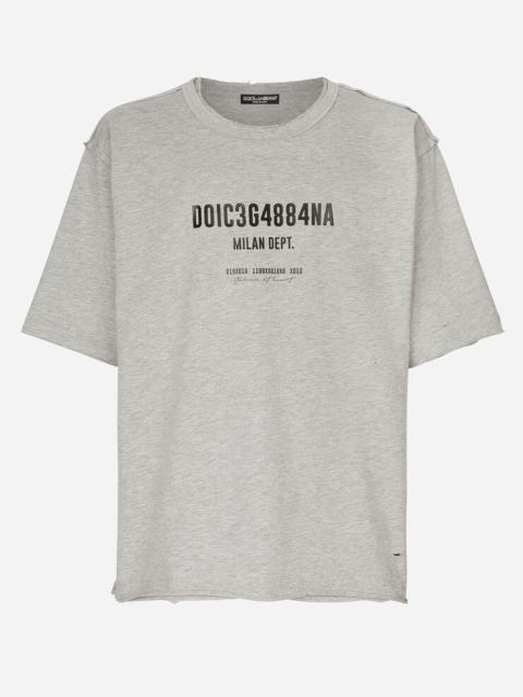 Cotton interlock T-shirt with logo print