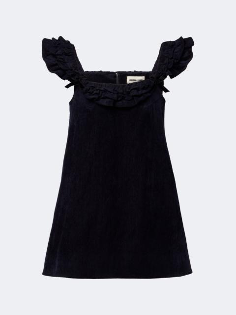 SHUSHU/TONG Bow-detail ruffled velvet minidress
