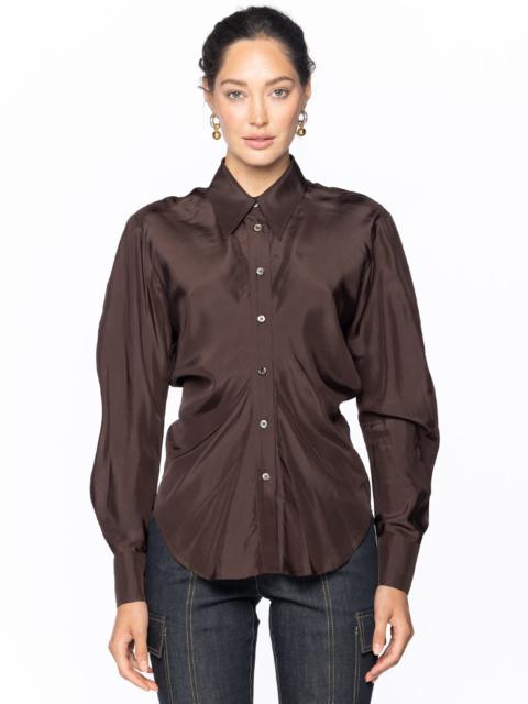 LVIR Silk Shirring Slim Fit Shirt - Brown