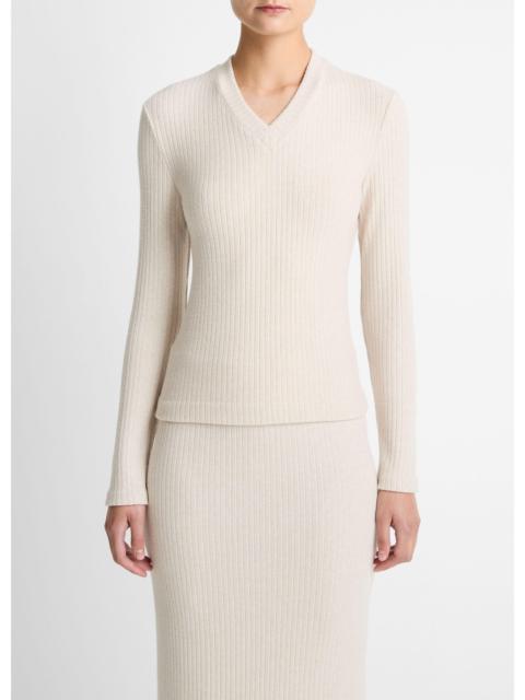 Vince Cozy Rib High V-Neck Top