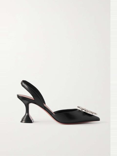 Begum Swarovski crystal-embellished leather slingback pumps