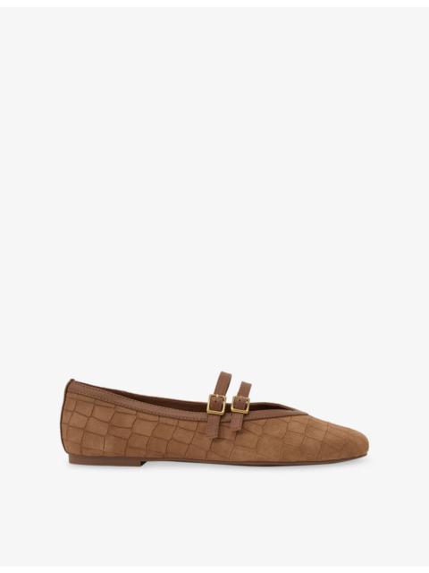 REISS Eliza Suede Ballet Flats