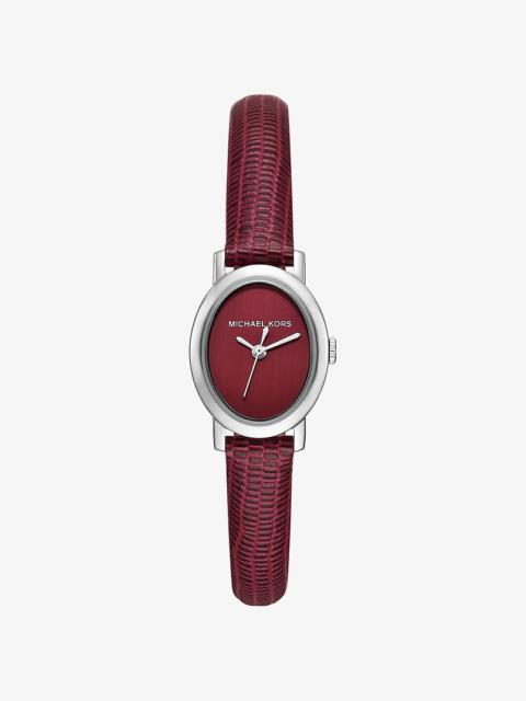 MICHAEL KORS Petite Maude Silver-Tone and Lizard Embossed Leather Watch